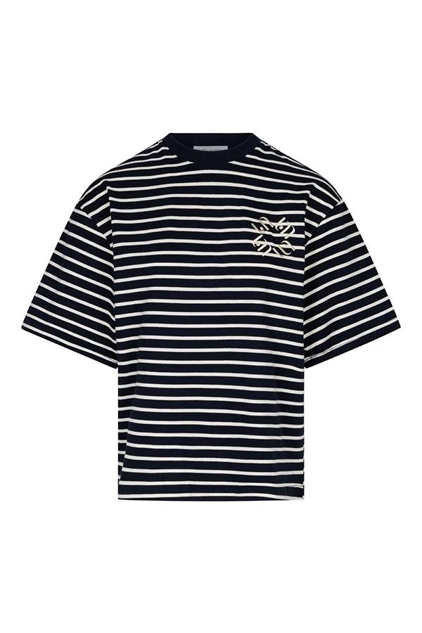 Lofty Manner T-shirt Imma streep dark blue