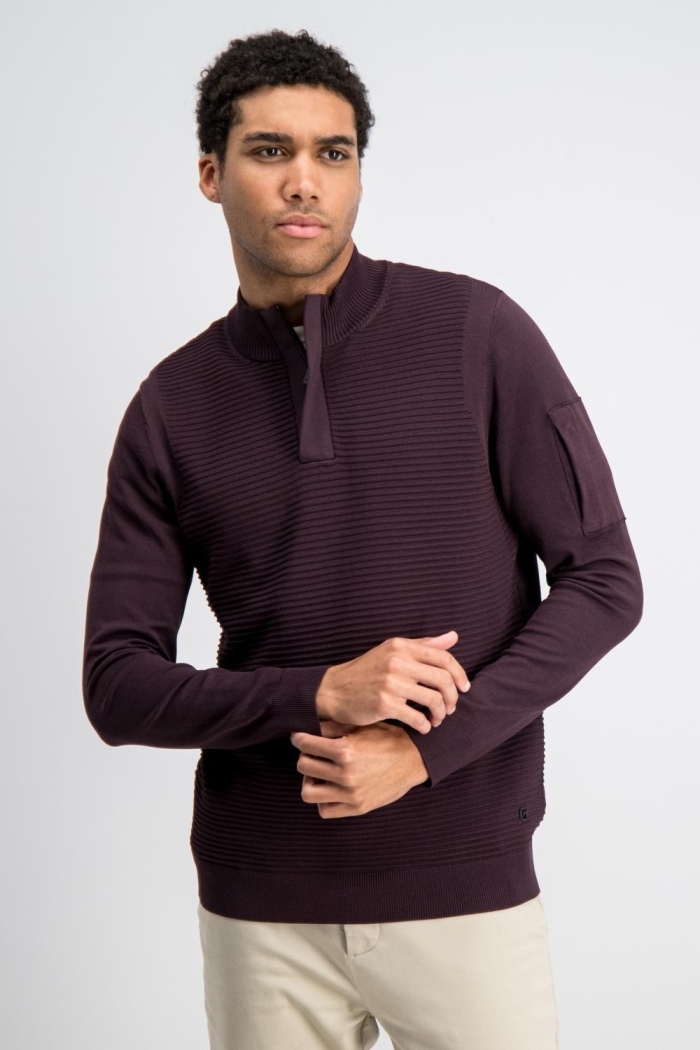 Gabbiano Tech knit half zip burnt bordeaux