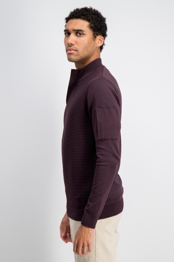Gabbiano Tech knit half zip burnt bordeaux