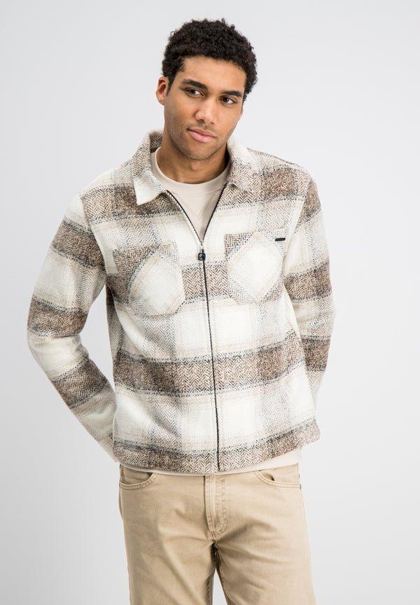 Gabbiano Flanel overshirt zip coastal sand