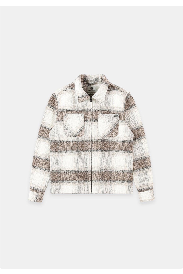 Gabbiano Flanel overshirt zip coastal sand