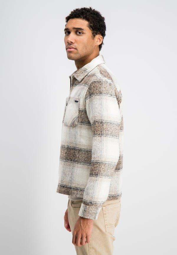 Gabbiano Flanel overshirt zip coastal sand