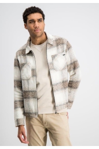 Gabbiano Flanel overshirt zip coastal sand