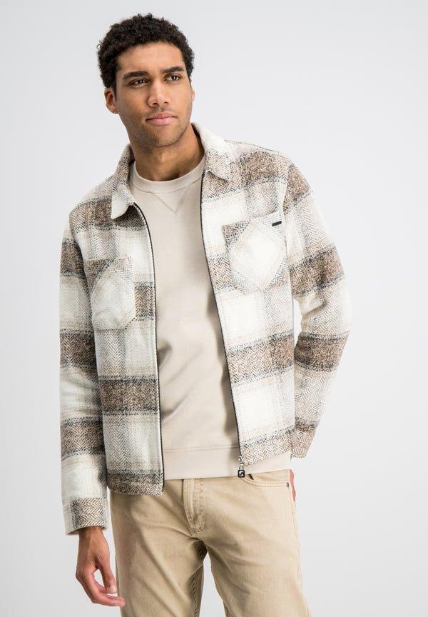 Gabbiano Flanel overshirt zip coastal sand