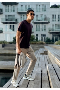 Gabbiano T-shirt interlock heavy burnt bordeaux