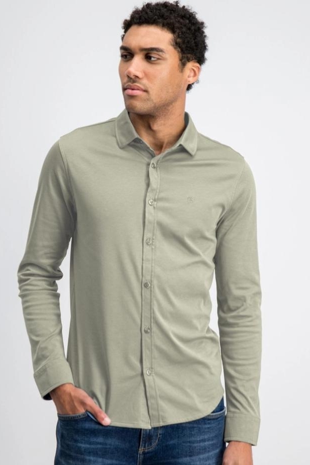 Gabbiano Poplin shirt stone wash sage green