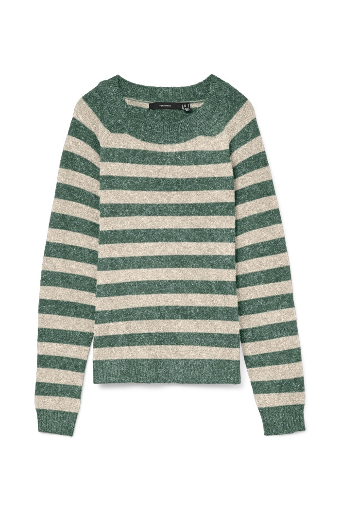 Vero Moda VMDOFFY LS O-NECK BLOUSE NOOS birch/w. laurel wreath