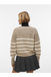 Vero Moda VMLEA LS V-NECK CUFF CARDIGAN NOOS moon rock/w. silver lining strip