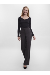 Vero Moda VMMAYA MW STRAIGHT SOLID PANT NOOS dark grey melange
