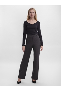 Vero Moda VMMAYA MW STRAIGHT SOLID PANT NOOS dark grey melange