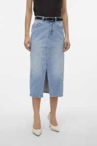 Vero Moda VMVERI HR CALF DENIM SKIRT GA MIX N: light blue denim
