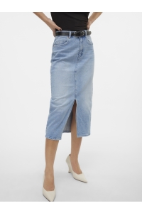 Vero Moda VMVERI HR CALF DENIM SKIRT GA MIX N: light blue denim