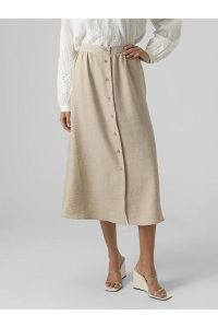 Vero Moda VMMELANEY HW BUTTON CALF SKIRT WVN : overcast/melange