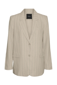 Vero Moda VMMINDY LS LOOSE LINEN BLAZER MIX oatmeal/gray pinstripe