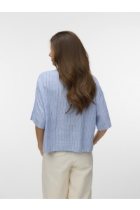 Vero Moda VMLINN 2/4 SHORT SHIRT WVN NOOS cornflower blue/liva navy blazer