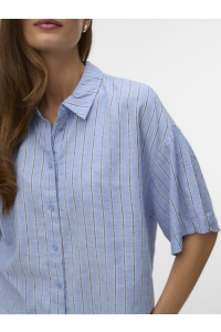Vero Moda VMLINN 2/4 SHORT SHIRT WVN NOOS cornflower blue/liva navy blazer