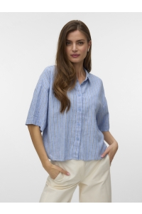 Vero Moda VMLINN 2/4 SHORT SHIRT WVN NOOS cornflower blue/liva navy blazer