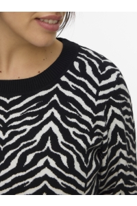 Vero Moda VMCARIA ART LS O-NECK PULLOVER GA C: black/w. birch (zebra print)