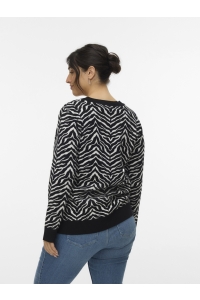 Vero Moda VMCARIA ART LS O-NECK PULLOVER GA C: black/w. birch (zebra print)