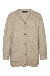 Vero Moda VMCINGRID LS V-NECK CARDIGAN CUR silver mink/w. melange
