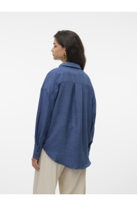 Vero Moda VMMELANEY QUEENY LS SHIRT WVN NOOS dark denim/melange