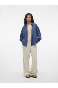 Vero Moda VMMELANEY QUEENY LS SHIRT WVN NOOS dark denim/melange