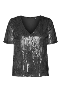 Vero Moda VMELLEN SS V-NECK TOP JRS black