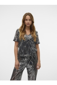 Vero Moda VMELLEN SS V-NECK TOP JRS black