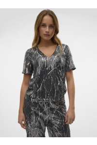 Vero Moda VMELLEN SS V-NECK TOP JRS black