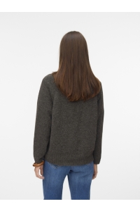 Vero Moda VMBOOM LS V-NECK BUTTON CARDIGAN GA: chocolate torte/melange
