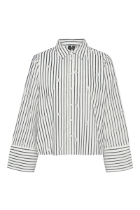 Vero Moda VMLEILA LS LOOSE SHORT SHIRT WVN snow white/navy blazer
