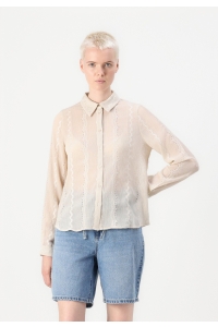 Vero Moda VMLISBETH LS SHIRT WVN GA pumice stone
