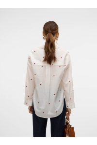 Vero Moda VMODONA LS SHIRT WVN snow white/emb strawberry