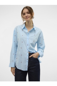 Vero Moda VMODONA LS SHIRT WVN airy blue/emb cherry