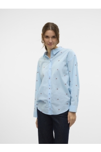 Vero Moda VMODONA LS SHIRT WVN airy blue/emb cherry
