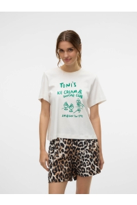 Vero Moda VMSONYA METTE SS TOP BOX JRS GA snow white/tonis ice cream