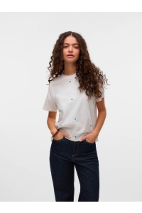 Vero Moda VMSOLVEI METTE SS TOP BOX JRS SPE G: snow white/hearts