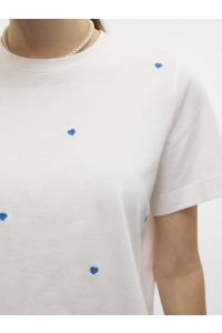Vero Moda VMSOLVEI METTE SS TOP BOX JRS SPE G: snow white/hearts