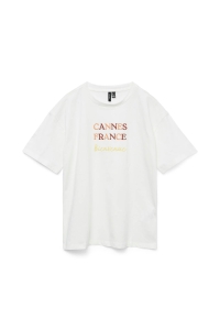 Vero Moda VMSARA MIA SS TOP BOX JRS SPE GA snow white/cannes france