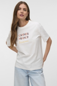 Vero Moda VMSARA MIA SS TOP BOX JRS SPE GA snow white/new cannes france