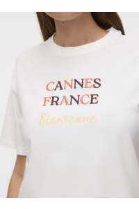 Vero Moda VMSARA MIA SS TOP BOX JRS SPE GA snow white/new cannes france