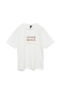 Vero Moda VMSARA MIA SS TOP BOX JRS SPE GA snow white/new cannes france