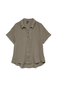 Vero Moda VMMELANEY QUEENY SS SHIRT WVN GA brindle