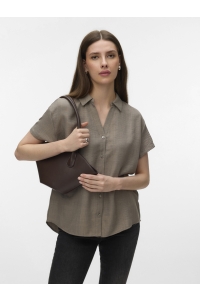 Vero Moda VMMELANEY QUEENY SS SHIRT WVN GA brindle