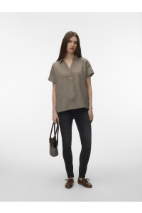 Vero Moda VMMELANEY QUEENY SS SHIRT WVN GA brindle