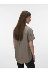 Vero Moda VMMELANEY QUEENY SS SHIRT WVN GA brindle