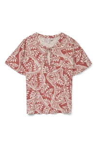 Vero Moda VMBALI S/S V-NECK TOP WVN BTQ GA marsala/bali