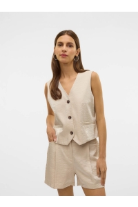 Vero Moda VMLIANA SL SHINY WAISTCOAT oatmeal