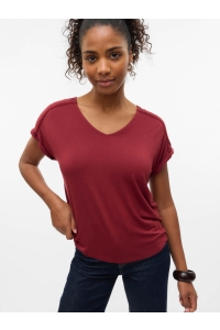 Vero Moda VMVANESSA SS V-NECK TOP JRS GA syrah