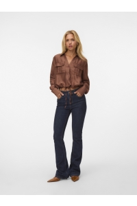 Vero Moda VMTOMA LS TIE SHIRT WVN cocoa brown